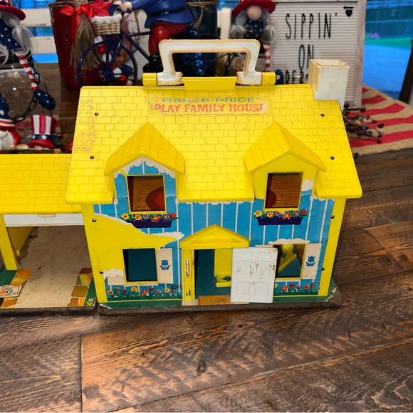 Vintage Fisher Price Little People Play Family House #952 Blue & Yellow 1969 - Picture 2 of 15